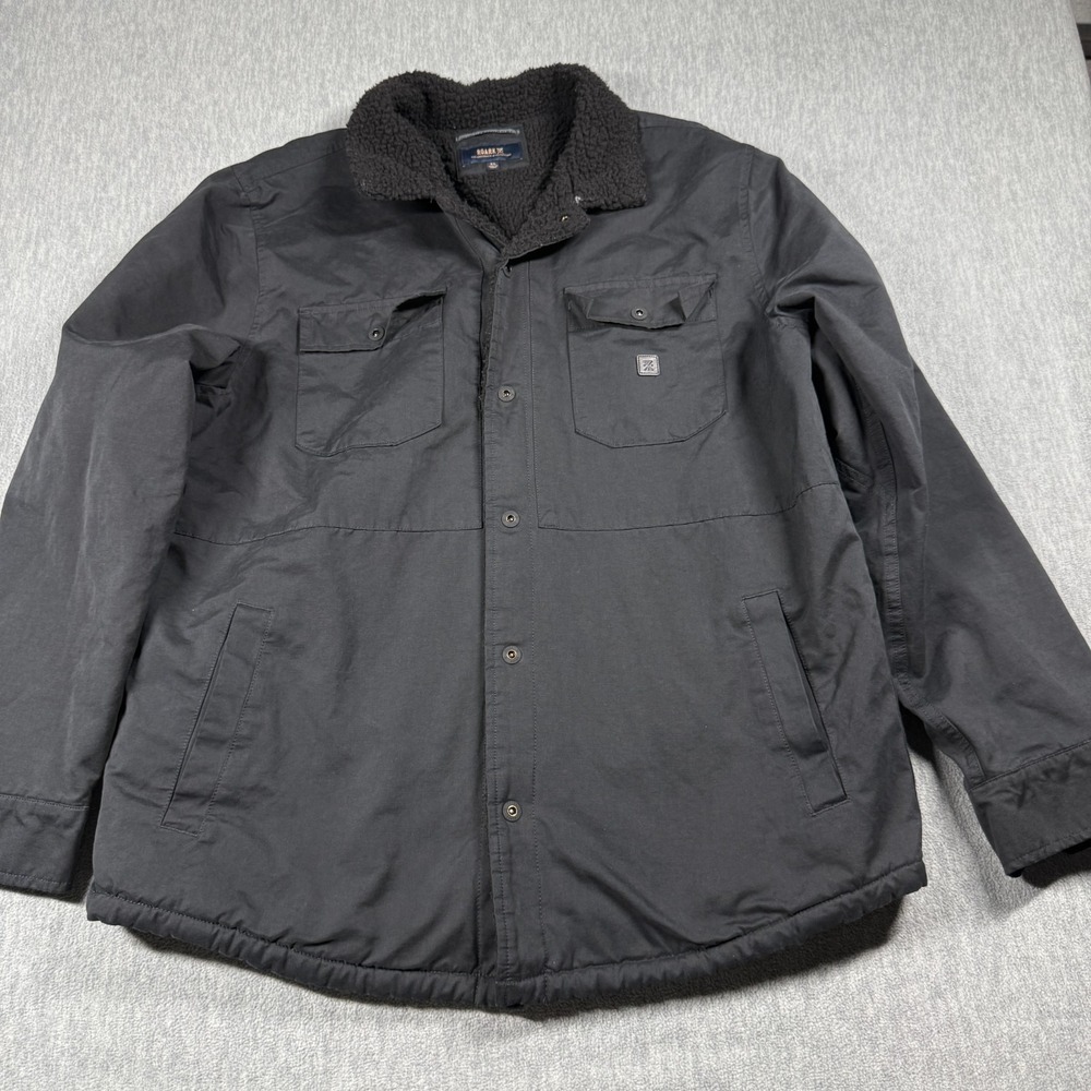 Roark Jacket Mens XL Black Chopper Sherpa Lined Workwear Canvas Shirt Jacket Gre